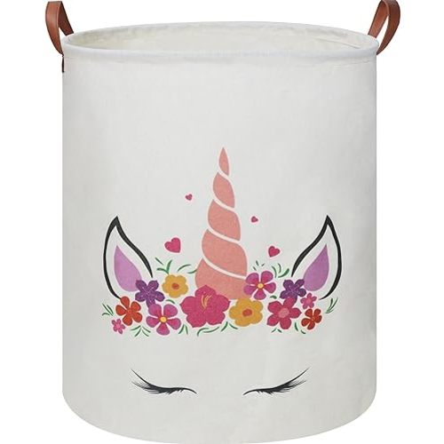 Baby Girl Laundry Hamper,kids laundry Basket,Girls Nursery Hamper,Waterproof Storage Bin for Bedroom,Clothes Organizer Basket,Toys Box,Room Decor(Unicorn)