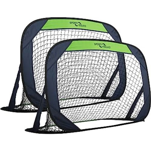 Sport Squad Portable Soccer Goal Net Set - Set of Two 4' Pop Up Training Soccer Goals with Compact Carrying Case - Easy Assembly and Compact Storage - Great for Kids and Adults