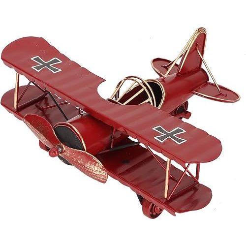 Tyenaza Vintage Airplane Decor, Metal Iron Aircraft Biplane Model Retro Hanging Plane Handicraft Ornament for Christmas Birthday Gifts, Home Decor Photo Props(Red)
