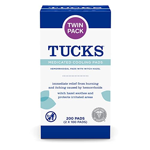 TUCKS Medicated Cooling Pads, 200 Count – Hemorrhoid Pads with Witch Hazel, Cleanses Sensitive Areas, Protects from Irritation, Hemorrhoid Treatment, Medicated Pads Used by Hospitals