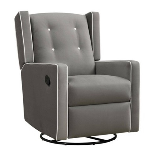 Baby Relax Shirley Swivel Glider Recliner Chair, Color: Gray Microfiber  - Out of Stock