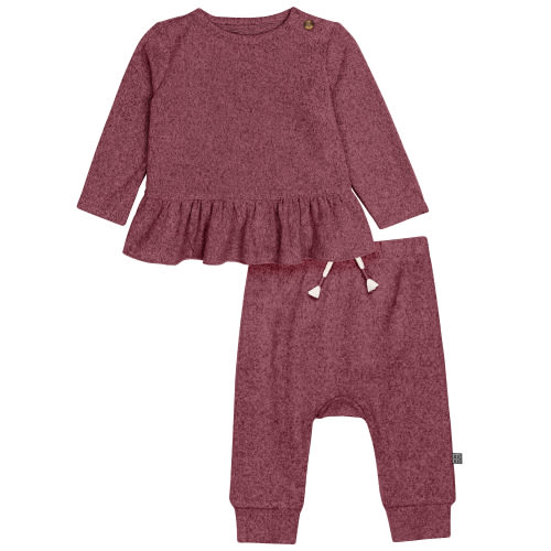 Modern Moments by Gerber Baby Girl Peplum Top and Legging Super Soft Hacci Set, 2-Piece, Sizes 0/3M - 24M