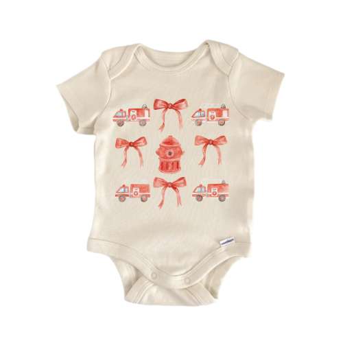 Firefighter Girl Red Bow - Baby Bodysuit