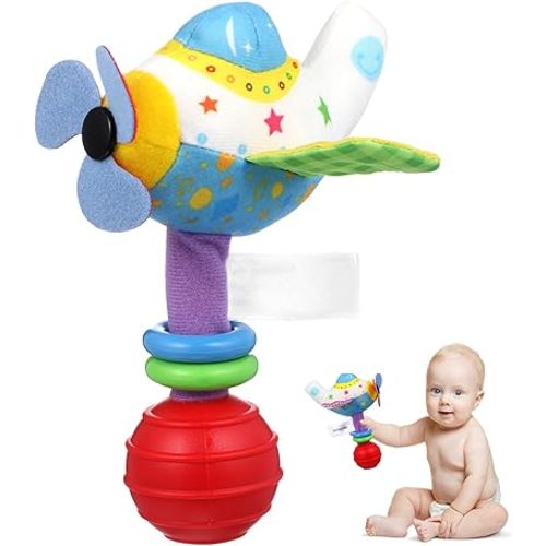 Toyvian Baby Soft Rattles Toy Infant Shaker Teether Cute Stuffed Airplane Handbells Soft Baby Rattle Toy Airplane Rattles Toy for Newborn Baby Gifts