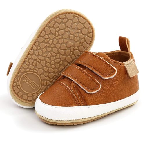 SOFMUO Baby Boys Girls High Top Ankle PU Leather Sneakers Soft Rubber Sole Infant Moccasins Newborn Oxford Loafers Anti-Slip Toddler Wedding Uniform Dress Shoes