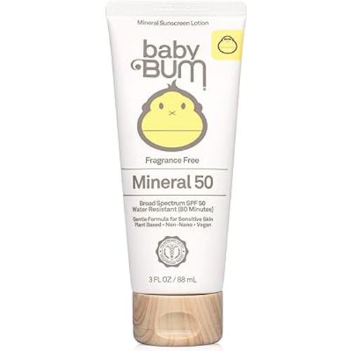 Sun Bum Baby Bum SPF 50 Sunscreen Lotion with Mineral UVA/UVB Face and Body Protection for Sensitive Skin - Fragrance Free - Travel Size - 3 FL OZ