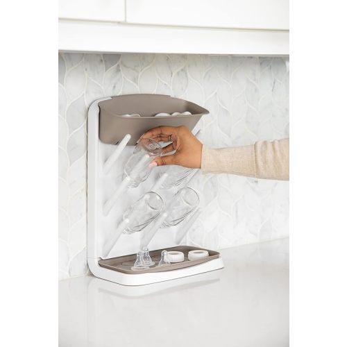 Ubbi Vertical Baby Bottle Drying Rack, Space Saving Countertop Drying Rack Baby Accessory, Taupe - Taupe Bottle Drying Rack