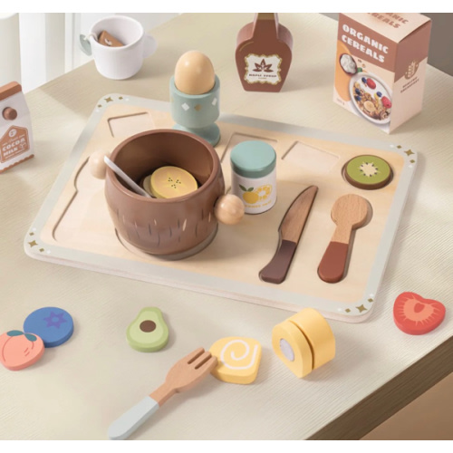 ROBUD 31-Piece Wooden Play Food Sets for Kids