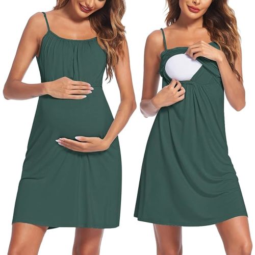 Ekouaer Women's Nursing Nightgown Maternity Dress Breastfeeding Gown Full Slips Sleepwear
