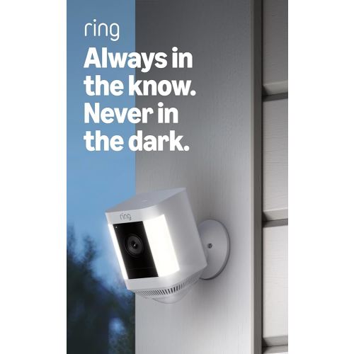 Ring Spotlight Cam Plus, Solar | Two-Way Talk, Color Night Vision, and Security Siren (newest model) - White