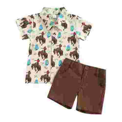 Baby Toddler Boy Outfits 2T 3T 4T 5T Clothes Summer Kids Pattern Short Sleeve Button Down Shirt Shorts Set