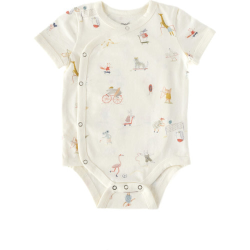 Short Sleeve Kimono Snap Onesie, Jungle Gym - Pehr | Maisonette