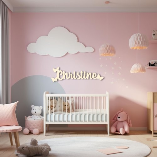 Name Sign with Butterflies, Above Crib Sign, Custom Name with Butterflies, Wood Name Cutout, Baby Name Sign, Girl Room Decor, Kids Name Sign