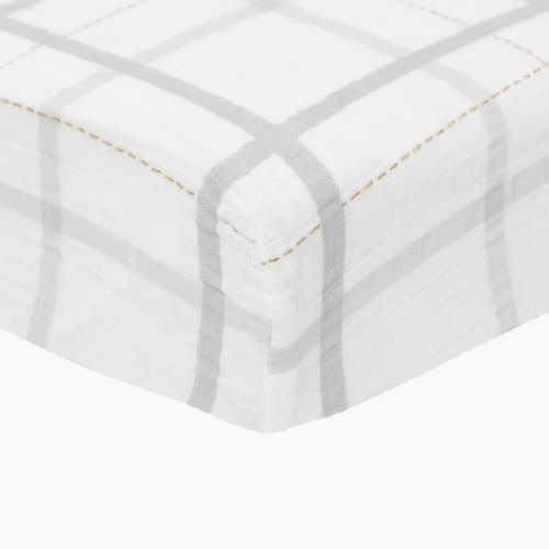Little Unicorn Cotton Muslin Crib Sheet - Grey Plaid