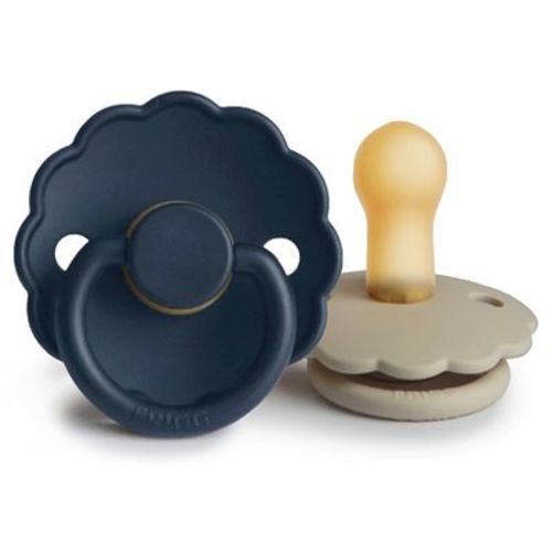 FRIGG Daisy Natural Rubber Pacifier 2-Pack Dark Navy/Sandstone 6-18 months