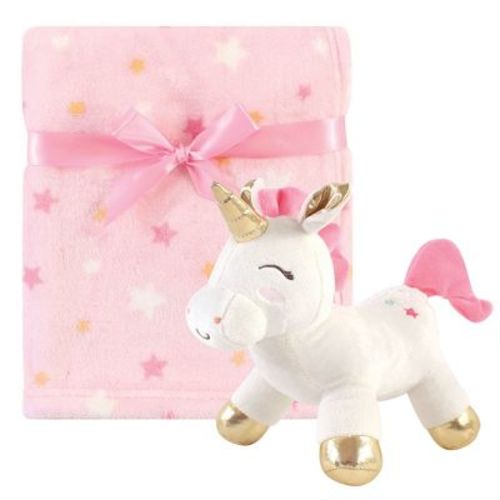 Luvable Friends Baby Girl Unicorn Themed Baby Bedding Set, Unicorn Blanket And Toy, One Size