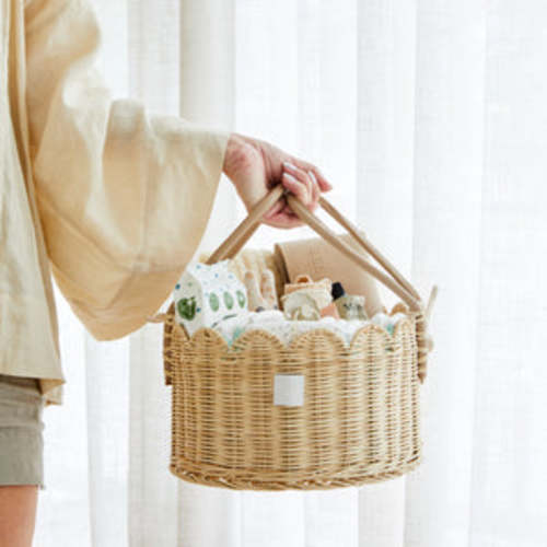 Baby Diaper Caddy Organizer "POPPY" Handmade & Natural by BEBE BASK® – BEBE BASK