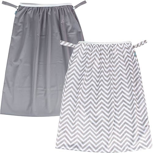 Teamoy (2 Pack Reusable Pail Liner for Cloth Diaper/Dirty Diapers Wet Bag, Gray Chevron+Slate