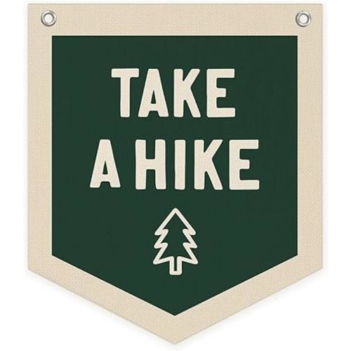 Boys Room Decor Take A Hike Banner, Adventure Nursery Decor, Vintage Green Camping Hanging Wall Decor for Kids Nursery Toddler Room Bedroom Playroom Classroom 12X14in