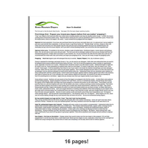 How To Wash Diapers Booklet