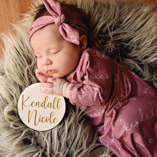 Solid Light Dusty Rose Personalized Newborn Baby Knot Gown