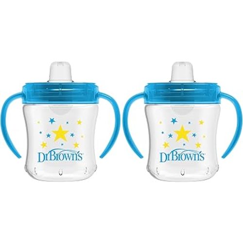 Dr. Brown's Transition Sippy Cup with Soft Spout - Blue - 6oz - 6m+ (Pack of 2)