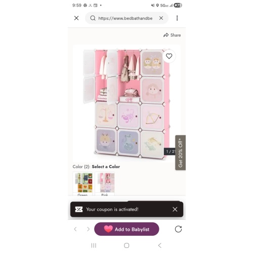 Costway 12-Cube Kids Wardrobe Baby Dresser Bedroom Armoire Clothes