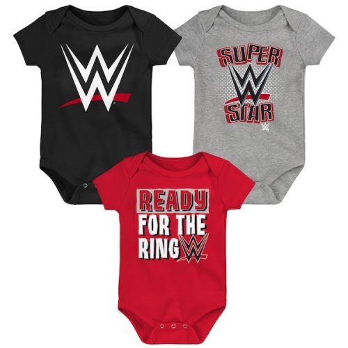 Newborn Red/Black WWE Three-Piece Bodysuit Set