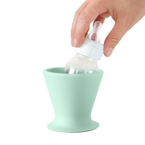 Baby Bottle Holder and Easy Hands Free Silicone Breast Pump Holder for One Handed Bottle Prep - Robins Egg, 1-Pack