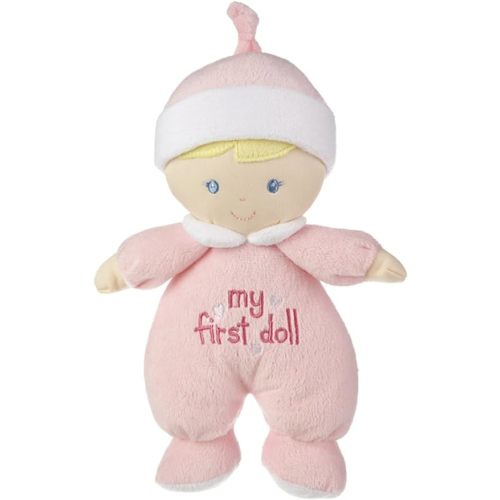 Ganz My First Doll Soft Plush Doll with Blonde Hair and Pink Outfit - I Rattle!