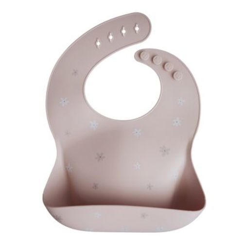 Silicone Baby Bib Pink Flowers One Size