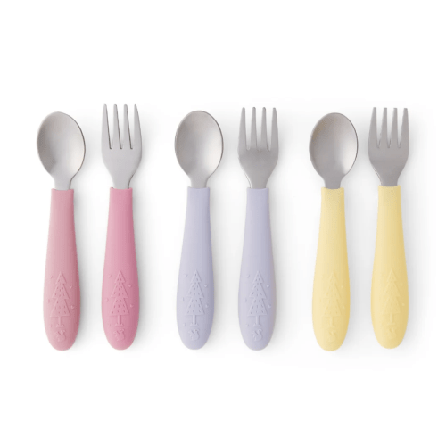 Babies/Toddler Stainless Steel Spoons + Forks with Silicone Handle