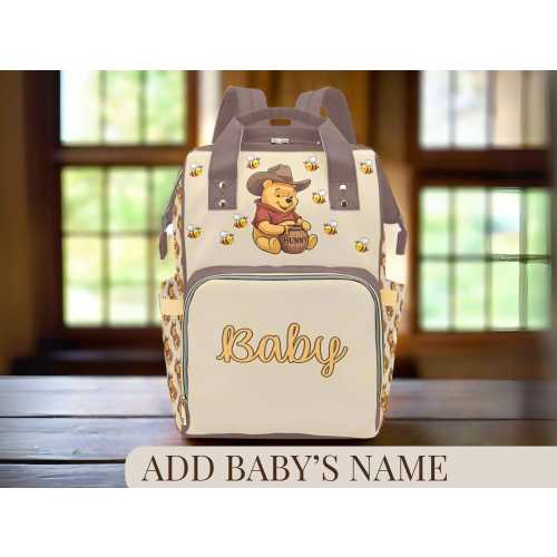 Boy Diaper Bag Winnie the Pooh Cowboy Personalized Custom Diaper Bag Backpack Baby Shower Gift Waterproof Mommy Bag Backpack Gifting Idea