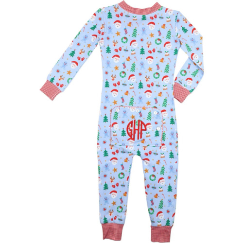 Blue Knit Yuletide Print Zipper Pajamas – Cecil & Lou