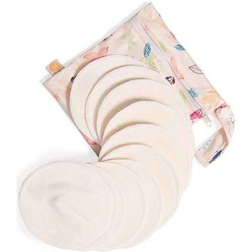 Kindred Bravely Organic Reusable Nursing Pads 10 Pack | Washable Breast Pads for Breastfeeding, Leaking with Carry Bag