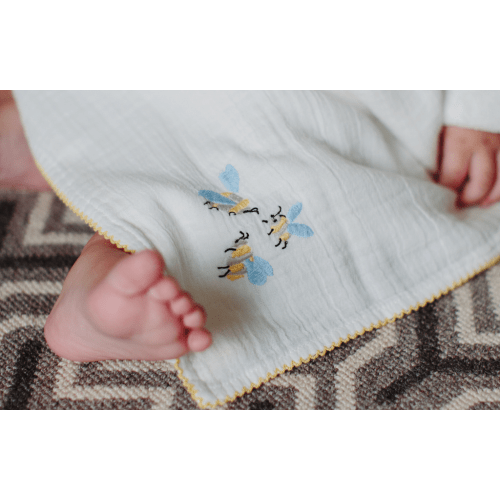 Bumblebee Embroidered Shawl Blanket | Over The Moon