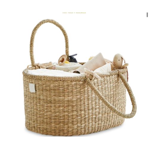 Baby Diaper Caddy Organizer "ROSA" Handmade & Natural by BEBE BASK® – BEBE BASK