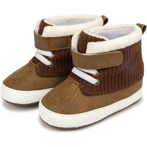 Meckior Toddler Baby Boys Girls High Tops Ankle Sneakers Soft Anti-Slip Sole PU Leather Moccasins Infant Newborn Prewalker First Walking Crib Shoes