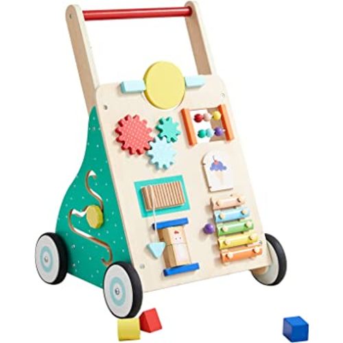 Asweets Wooden Baby Walker Push and Pull Learning Activity Walker for Boys and Girls Sit to Stand Learning Walker Toddler Toy (Color)