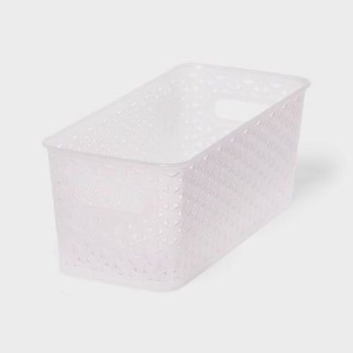 Y-weave Half Medium Decorative Storage Basket Translucent - Brightroom™: Portable, Stackable, Clear Plastic Storage Bins
