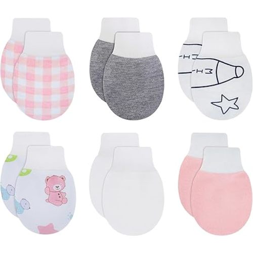 RATIVE Wrist Tab Baby Mittens 0-6,6-12 Months Organic Cotton for Newborn Baby Boys Girls