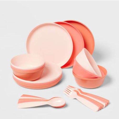 24pc Plastic Dinnerware Serving Set - Pillowfort™, Color: Cool Colors