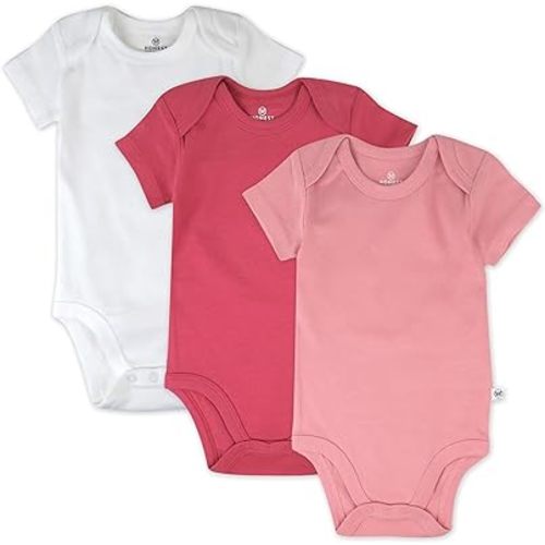 HonestBaby unisex-baby 3-pack Short Sleeve Bodysuits One-piece 100% Organic Cotton for Infant Baby Boys, Girls, Unisex