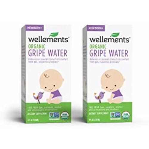 Wellements Organic Gripe Water, 4 Fl Oz (Pack of 2), Eases Baby's Stomach Discomfort, Free From Dyes, Parabens, Alcohol, Preservatives - Gripe Water-2 Pack