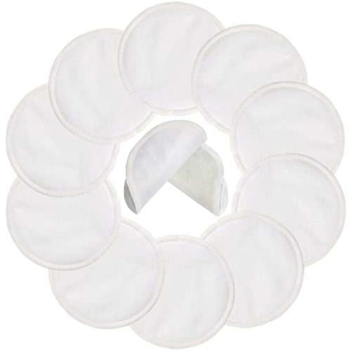 Reusable Nursing Pads 4 Pack, Washable Breast Pads for Breastfeeding  4.7inch Large Size Nursing Pads for New moms Beige