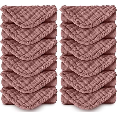 Muslin Burp Cloths 100% Cotton Large 20''x10'' Extra Soft and Absorbent Baby Wash Cloths Spit Up Rags - Baby Burping Cloth for Boys Girls Items(12 Pack Bean Paste)