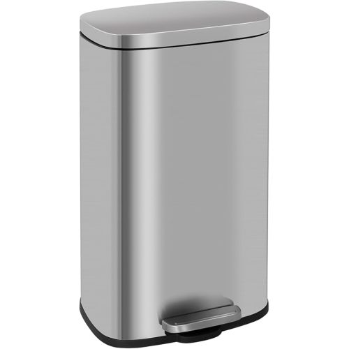 Kitchen Trash Can with Lid Step Trash Bin Fingerprint-Proof for Office Bedroom Bathroom Brushed Stainless Steel Garbage Can 8 Gallon/ 30L