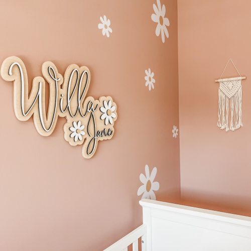 Daisy Name Sign, Nursery Name Sign, Daisy Nursery Decor, Name Sign for Girl, Custom Wood Name Sign, Floral Nursery Decor, Baby Name Sgin