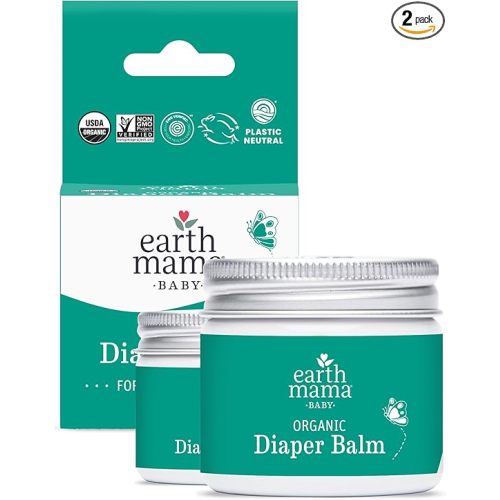 Earth Mama Organic Diaper Balm | Diaper Cream with Calendula | Calm Skin Baby Essentials for Diaper Bag |Multipurpose Baby Ointment, 2-Fluid Ounce (2-Pack)