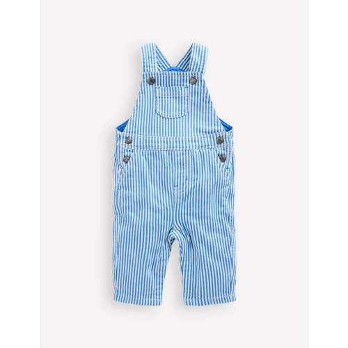 Woven Dungarees-Blue Ticking Stripe
